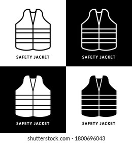 Safety Jacket Icon Logo Line and Flat Solid. Jacket Protection Mechanic Worker Symbol Vector Glyph Design
