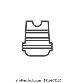 Safety jacket line icon. linear style sign for mobile concept and web design. Safety vest outline vector icon. Symbol, logo illustration. Vector graphics