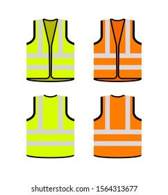 Safety jacket security icon. Vector life vest yellow visibility fluorescent work jacket.