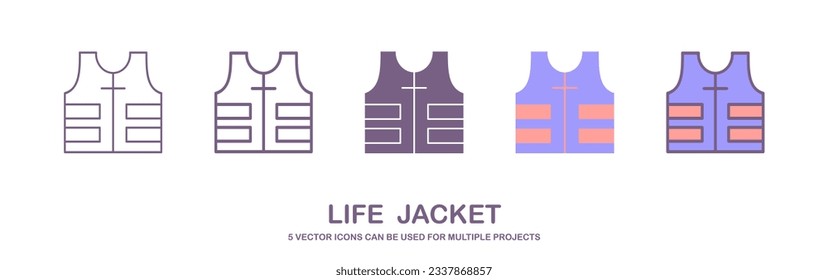 Safety jacket security icon. Vector life vest yellow visibility fluorescent work jacket. lifebuoy icon. vector illustration. isolated on white background