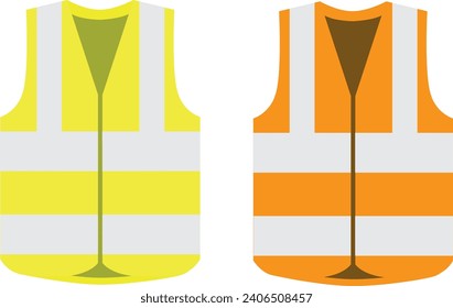 Safety jacket security icon. Vector life vest yellow visibility fluorescent work jacket