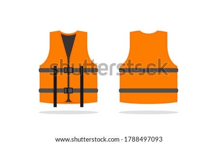 Safety jacket security icon. Vector life vest yellow visibility fluorescent work jacket