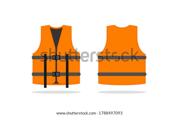 Safety jacket security icon.\
Vector life vest yellow visibility fluorescent work\
jacket