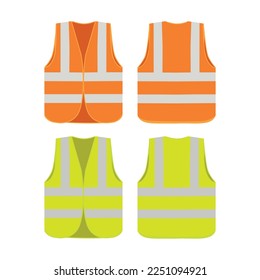 Safety jacket security isolated on white background. Yellow visible vest for safety. Reflective uniform. Vector stock