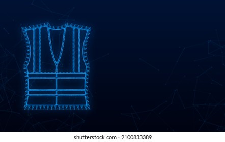 Safety jacket security. Yellow work uniform with reflective stripes. Vector stock illustration