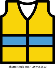 safety jacket vector color line icon
