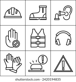 Safety job icons. Rescue protection and safety in the workplace.