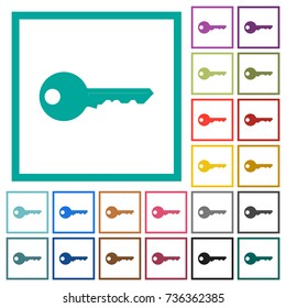 Safety key flat color icons with quadrant frames on white background