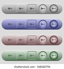 Safety key icons on rounded horizontal menu bars in different colors and button styles