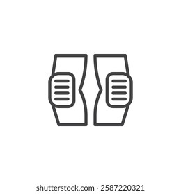 Safety Knee Pads line icon. linear style sign for mobile concept and web design. A pair of knee protectors outline vector icon. Joint protection symbol, logo illustration. Vector graphics