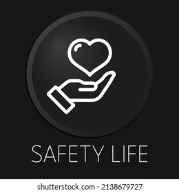 Vida de seguridad mínimo icono de línea vector en botón 3D aislado en fondo negro. Vector Premium.
