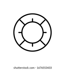 Safety lifebuoy from a boat, ship. Thin line, outline icon related to summer time and hot weather. Isolated on white background EPS Vector