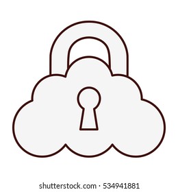 safety lock with cloud icon image vector illustration design 