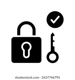 Safety Lock Icon Glyph Vector Illustration