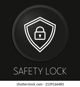 Safety lock minimal vector line icon on 3D button isolated on black background. Premium Vector.

