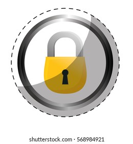 safety lock security icon image sticker vector illustration design 