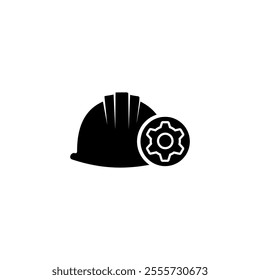 Safety logo icon. helmet and gear vector icon. Engineering and manufacturing icon