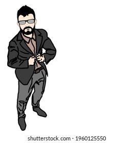botón de trabajo de traje de hombre de seguridad
