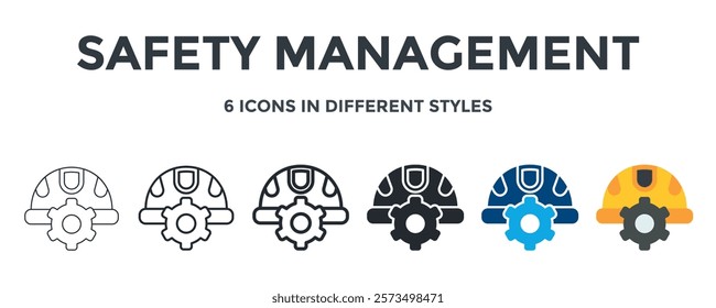 Safety Management Icon In Different Style Vector Illustration. Designed In Thin Line, Regular Line, Bold Line, Glyph, Color Fill, And Flat Style Can Be Used For Web