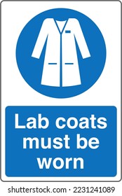 Safety Mandatory Sign Marking Label International Standards Laboratory coats must be worn in this area