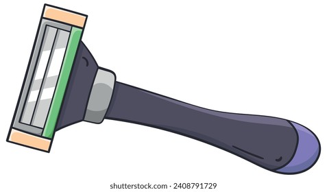 Safety manual shaving razor colored doodle vector illustration. Isolated on white background