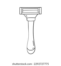 Safety manual shaving razor hand drawn outline vector illustration. Isolated on white background