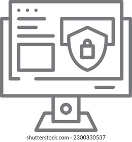 Safety Marketing icon with black outline style. protection, security, secure, protect, safe, privacy, protective. Vector illustration