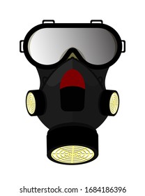 Safety mask for breathing protection. Chemical respirator with filters. Isolated vector on white background