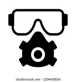 safety mask construction tools - vector safety dust mask sign symbol. engineer equipment illustration isolated, silhouette respirator equipment