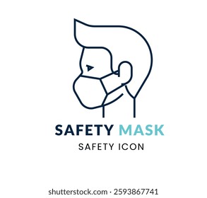 Safety Mask line Icon Set . Vector Illustration