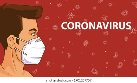 Safety mask protect corona virus health care concept. Portrait side view of man using N95 respirator mask for protecting air pollution. vector illustration. - Powered by Shutterstock - Get 15% off with code: PIKWIZARD15