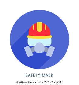 Safety Mask Rounded Flat Color Icon Mini Illustration, Use For Modern Concept, Print, Ui, Ux Kit, Web And App Development. Vector Related To Firefighter, Rescue And More