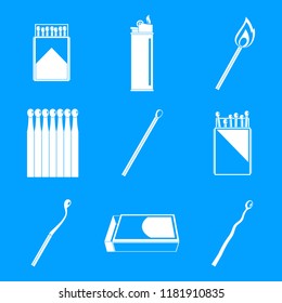 Safety match ignite burn icons set. Simple illustration of 9 safety match ignite burn vector icons for web