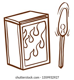 Safety match ignite burn icons set. Cartoon illustration of doodle Safety match vector icon for web isolated on white background