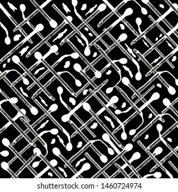 Safety matches pattern. Hand drawn vector illustration. Black and white texture with half burnt matchsticks.
