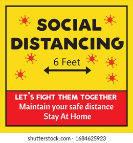 safety measure keep a safe distance sign, corona virus pandemic precaution vector illustration