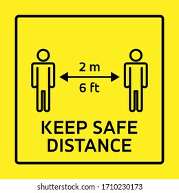 Safety measure keep safe distance sign, corona virus pandemic precaution vector illustration
