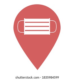 Safety N95 Mask Location Map Pin Pointer Icon. Element Of Map Point For Mobile Concept And Web Apps. Icon For Website Design And App Development. Premium Surgery Or Pollution Protect Face Mask