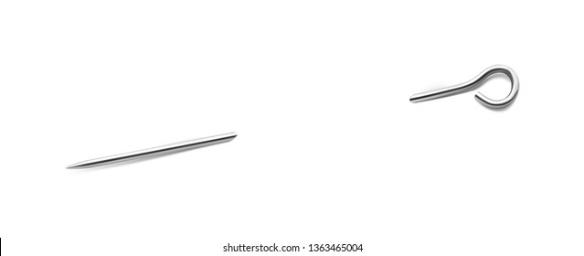 Safety needle pierces paper. Needle ready for your design. Vector illustration isolated on white background. EPS10.	
