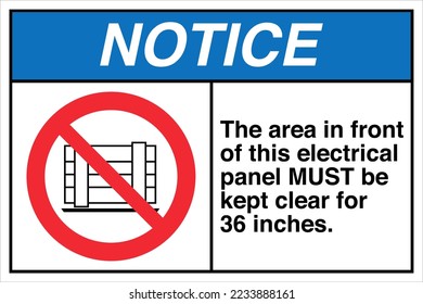 Símbolo de signo de aviso de seguridad Icono ANSI Z535 Estándares El área frente a este panel eléctrico DEBE mantenerse libre durante 36 pulgadas.
