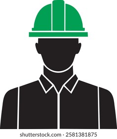 A safety officer construction site wearing a Green hard hat. Ideal for safety guidelines, construction industry designs, workplace safety training materials, and engineering-related project.