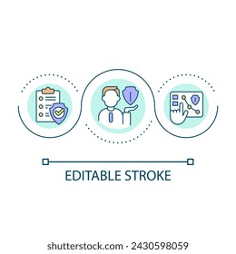 Safety officer loop concept icon. Regulations and standards. Avoiding accidents in workplace abstract idea thin line illustration. Isolated outline drawing. Editable stroke. Arial font used