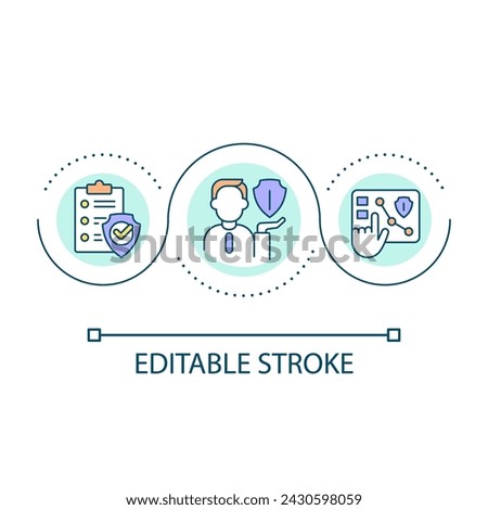 Safety officer loop concept icon. Regulations and standards. Avoiding accidents in workplace abstract idea thin line illustration. Isolated outline drawing. Editable stroke. Arial font used