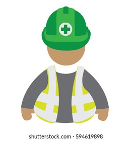 The safety officer man with green hardhat icon vector illustration isolated background