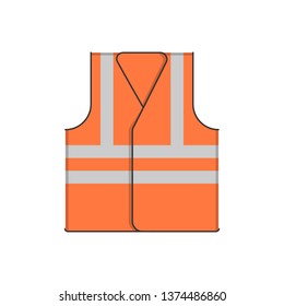 Safety orange vest is isolated on a white background. Vector illustration in flat design.