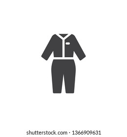 Safety overalls vector icon. Protection wear filled flat sign for mobile concept and web design. Protective workwear glyph icon. Symbol, logo illustration. Pixel perfect vector graphics