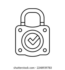 safety padlock line icon vector. safety padlock sign. isolated contour symbol black illustration