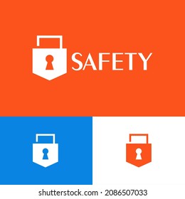 Safety padlock logo design concept. Fintech company brand logomark illustration. Can representing vpn, security, tech, hacker, shield, program, ai, system, blockchain, defence, code.