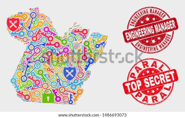 Safety Paral State Map Stamps Red Stock Vector Royalty Free 1486693073