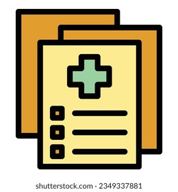 Safety pass icon outline vector. Passport health. Covid certificate color flat